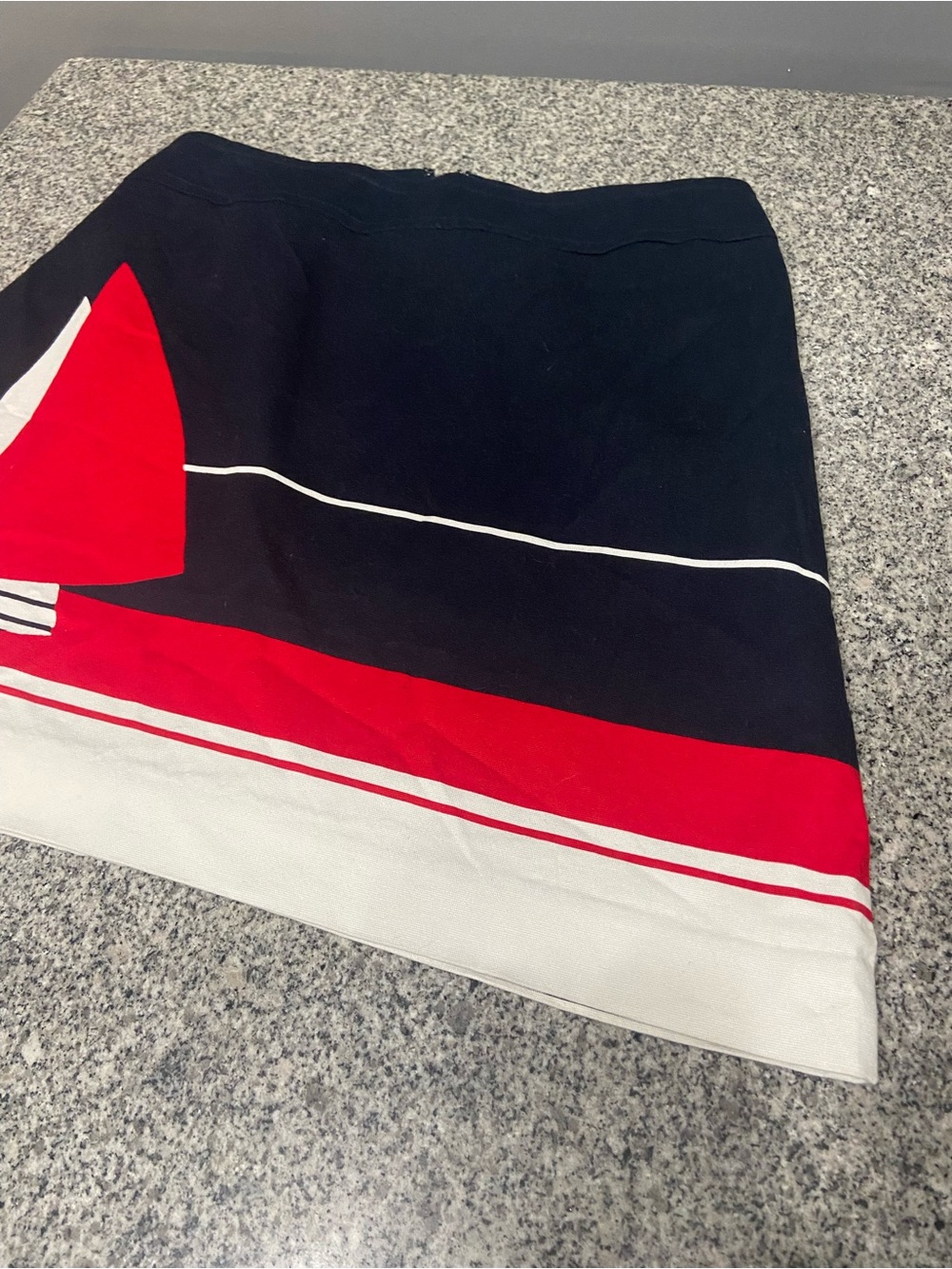 Vintage TALBOTS Womens Petites Nautical Sailboat Skirt Navy Blue Red White 14WP - Picture 5 of 16